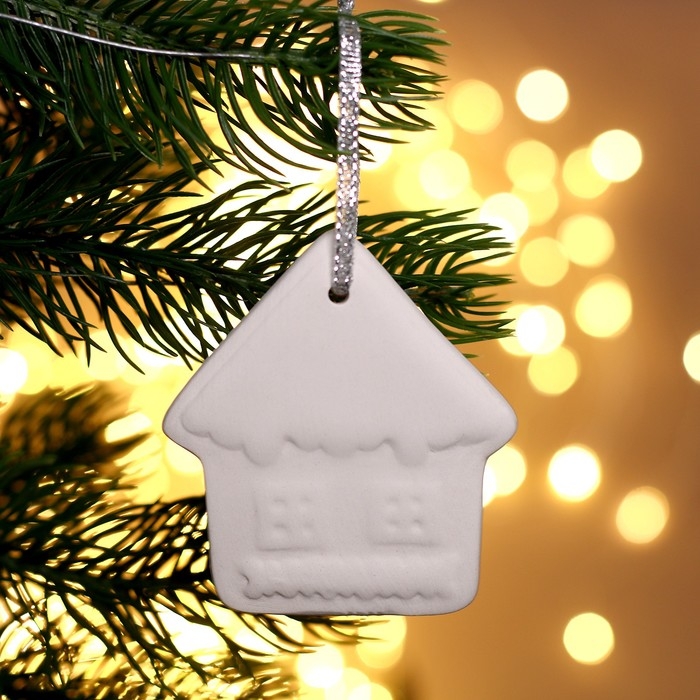 Новый год! Ёлочное украшение под раскраску «Домик» с подвесом, кисть Новый год! Ёлочное украшение под раскраску «Домик» с подвесом, кисть