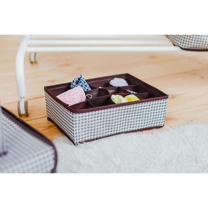 Органайзер для хранения белья Доляна «Вилли», 12 ячеек, 27×20×10 см, коричневый Органайзер для хранения белья Доляна «Вилли», 12 ячеек, 27×20×10 см, коричневый