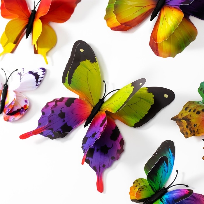Магнит пластик  Магнит пластик "Летние бабочки" набор 12 шт МИКС h=4,4,5,5,6,8,9,5,13,5,14,5 см