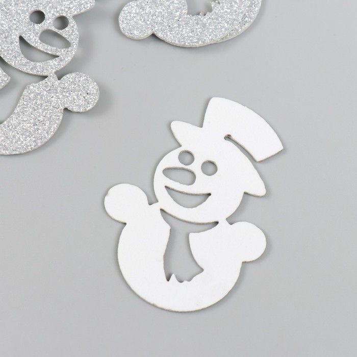 Декор Декор "Снеговик" серебро 4,5х6 см набор 5 шт фоам глиттер