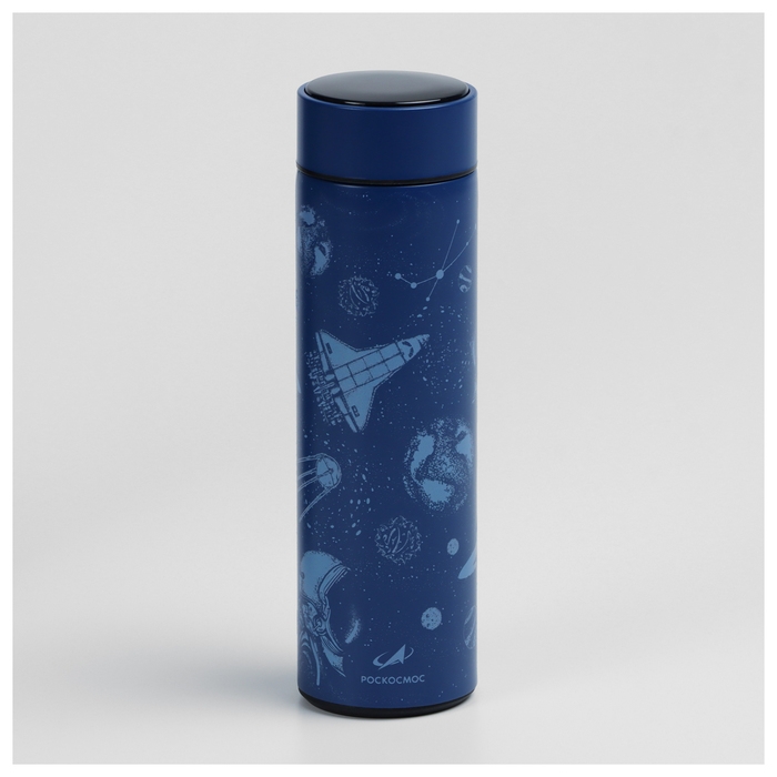 Термос с термометром РОСКОСМОС х ONLYTOP, 500 мл, цвет синий Термос с термометром РОСКОСМОС х ONLYTOP, 500 мл, цвет синий