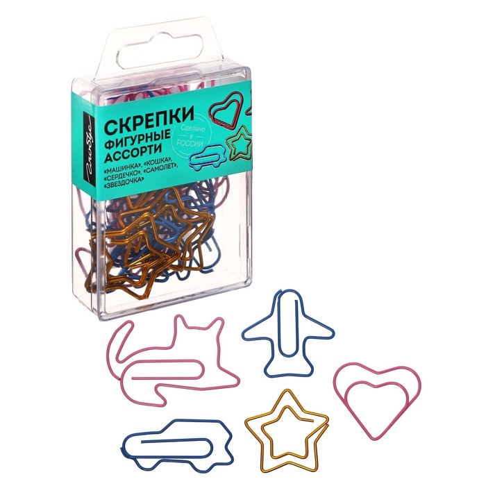 Скрепки канцелярские цветные GLOBUS  Скрепки канцелярские цветные GLOBUS "Ассорти", 28-45 мм, 25 штук, евробокс