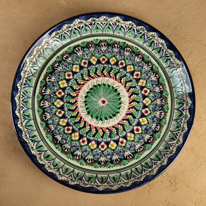Ляган Риштанская Керамика  Ляган Риштанская Керамика "Узоры", 36 см, синий