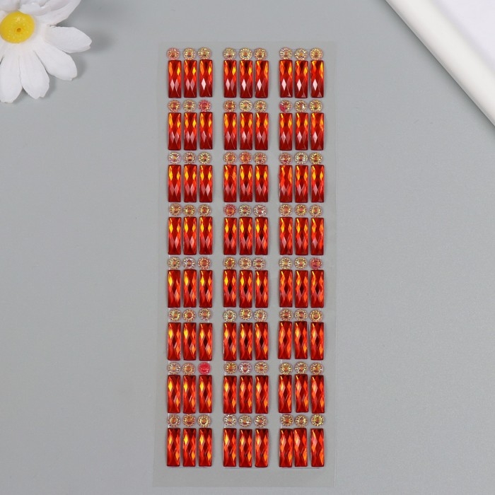 Наклейка пластик стразы Наклейка пластик стразы "Кристаллы прямоугольные" МИКС 21,5х7 см