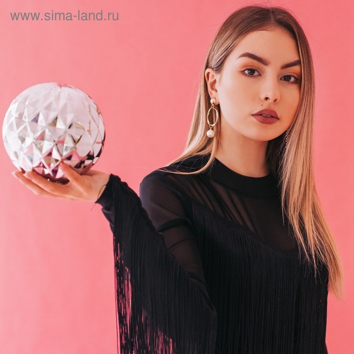 Серьги с жемчугом «Нежность» круг с бусиной, цвет белый в золоте Серьги с жемчугом «Нежность» круг с бусиной, цвет белый в золоте