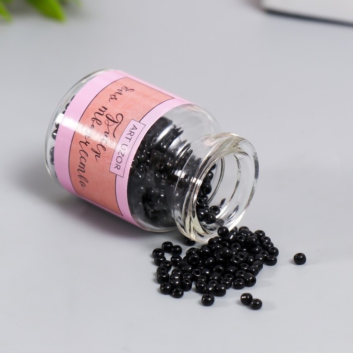 Бисер круглый 12/0 в бутылочке  Бисер круглый 12/0 в бутылочке "Чёрная ночь" 20 гр
