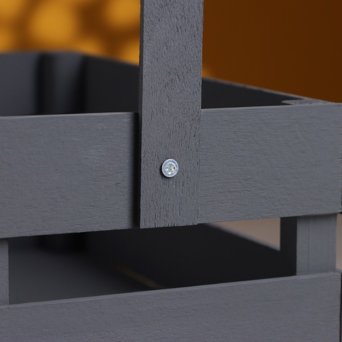 Кашпо деревянное 24.5×13.5×9 см  Кашпо деревянное 24.5×13.5×9 см "Двушка Лайт", двухреечное, серый Дарим Красиво