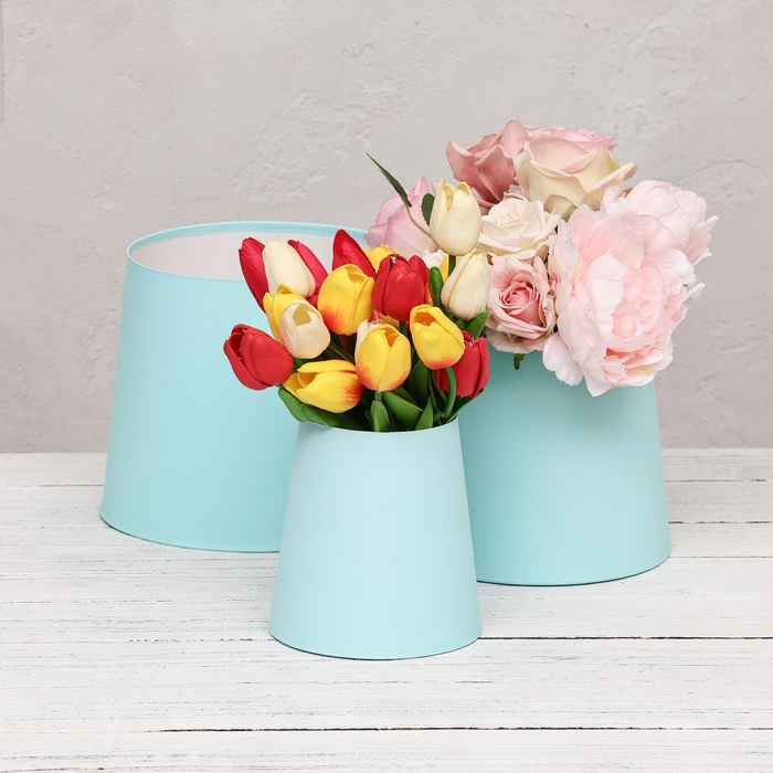 Набор коробок 3в1 Обратный конус  Набор коробок 3в1 Обратный конус "Бирюза",морская волна без крышек 20*19,5*24-10,5*15*14,5