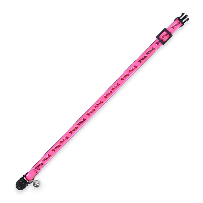 Ошейник кошачий со светоотражающим покрытием Ошейник кошачий со светоотражающим покрытием "Рыбки", 30 х 1 см, розовый