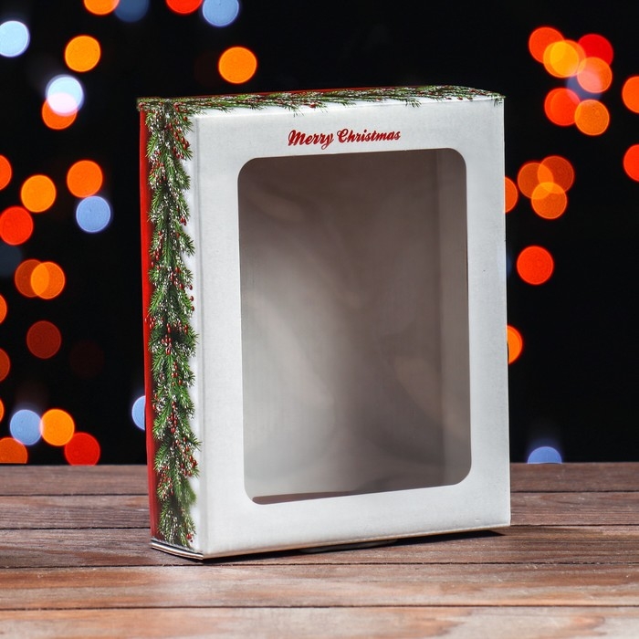 Новый год. Подарочная коробка складная, новогодняя Новый год. Подарочная коробка складная, новогодняя "Елки", 18 х 15 х 5 см.