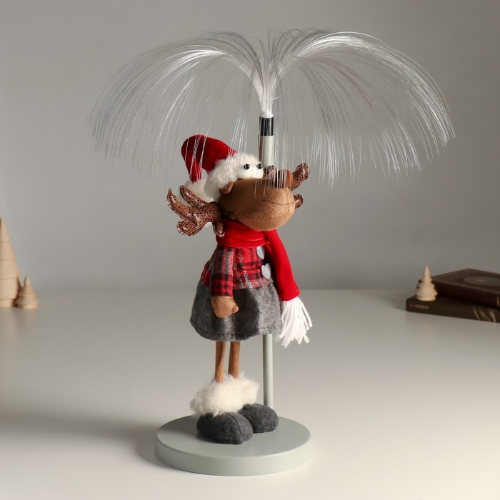 Кукла интерьерная свет Кукла интерьерная свет "Лосик девочка в клетчатой кофте, серой юбке, у фонаря" 17х17х43,5 см 94880