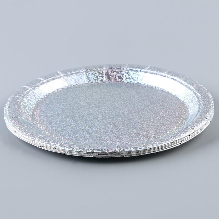 Тарелка бумажная «Голография», в наборе 6 шт., цвет серебро Тарелка бумажная «Голография», в наборе 6 шт., цвет серебро