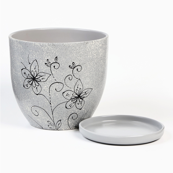 Горшок цветочный Горшок цветочный "Цветение" серый, 4,7 л