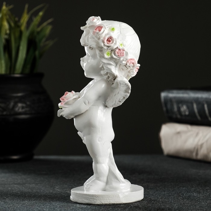 Фигура  Фигура "Ангелочек с розочкой" 15х7,5х7,5см