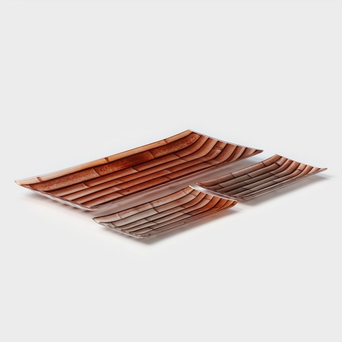 Набор стеклянных блюд «Бамбук золотой», 35,5×14×2 см, 18,5×8,5×1,5 см Набор стеклянных блюд «Бамбук золотой», 35,5×14×2 см, 18,5×8,5×1,5 см