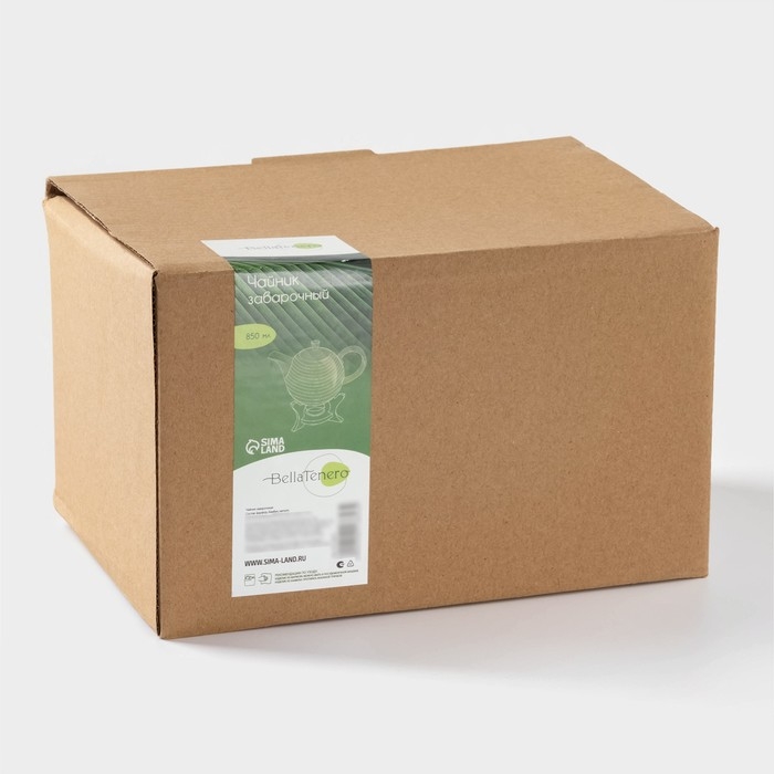 Чайник фарфоровый заварочный с подогревом на бамбуковой подставке BellaTenero «Полосы», 850 мл, цвет белый Чайник фарфоровый заварочный с подогревом на бамбуковой подставке BellaTenero «Полосы», 850 мл, цвет белый