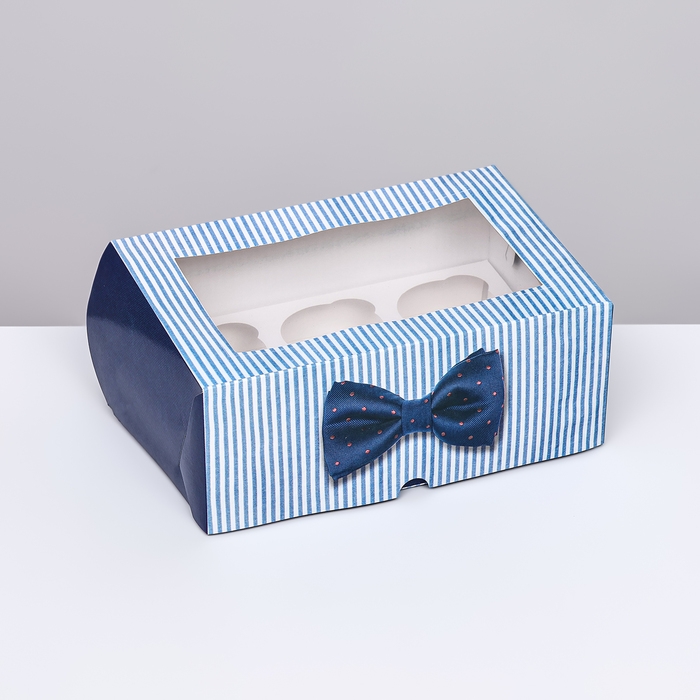 Коробка для 6 капкейков с окном ,  Коробка для 6 капкейков с окном , "длястоящему мужчине", 25 х 17 х 10 см