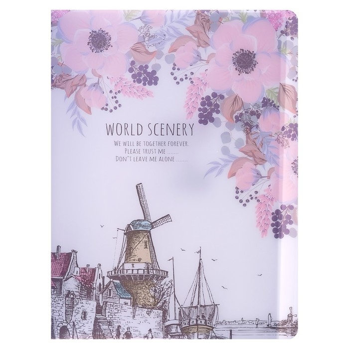 Папка А4, Папка А4, "Города" 30 прозрачных файлов, пластик, 400 мкм, МИКС