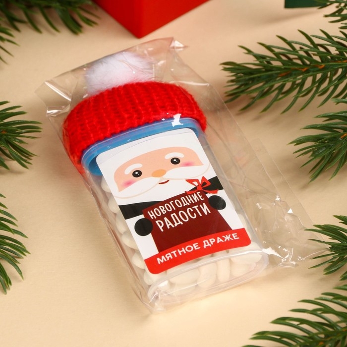 Новый год! Драже конфеты в банке, с витамином С «Дед Мороз», мята, 18 г Новый год! Драже конфеты в банке, с витамином С «Дед Мороз», мята, 18 г