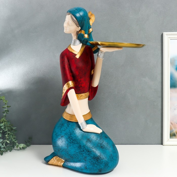 Сувенир полистоун подставка  Сувенир полистоун подставка "Девушка в африканском наряде" d=23 см 68х40,5х26 см