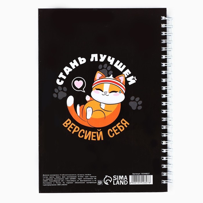 Дневник тренировок «У тебя все получится», 63 листа, 14 х 20,3 см