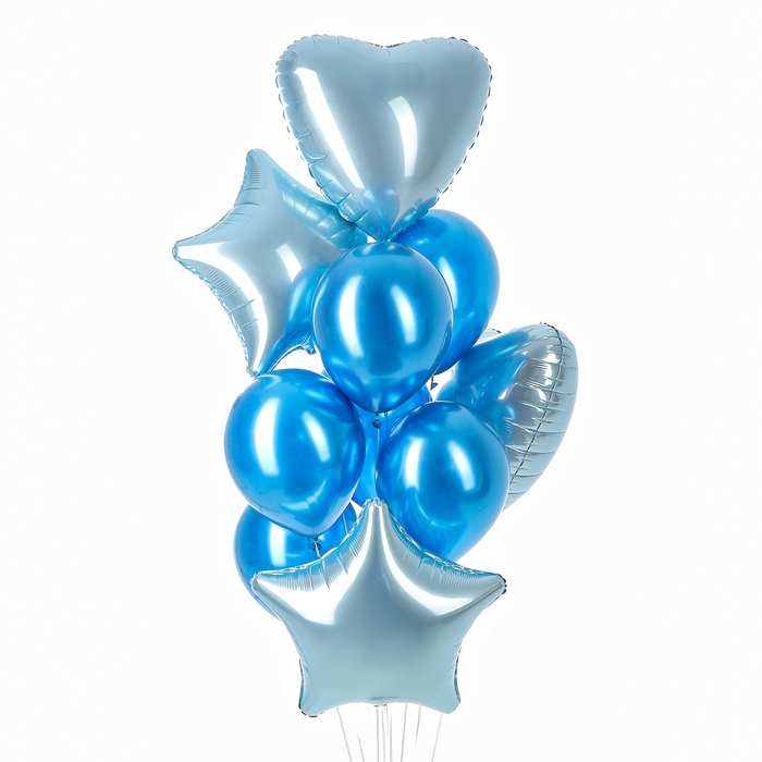 Набор шаров &laquo;Праздничный&raquo; фольга, латекс, цвет голубой, 10 шт.