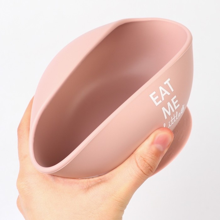 Тарелка детская на присоске, ложка, M&B, пыльная роза Тарелка детская на присоске, ложка, M&B, пыльная роза