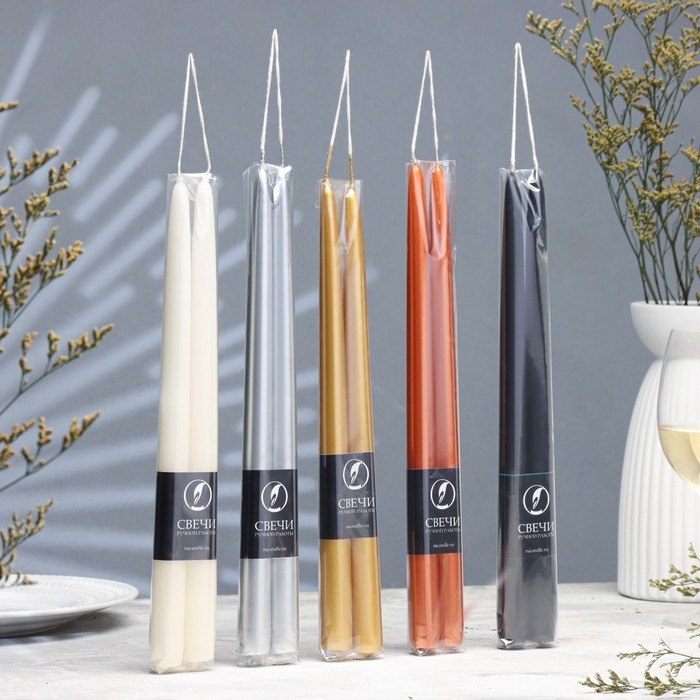 Набор свечей античных ручной работы, 2х30 см, 10 ч, 73 г, 2 штуки, чёрная Набор свечей античных ручной работы, 2х30 см, 10 ч, 73 г, 2 штуки, чёрная