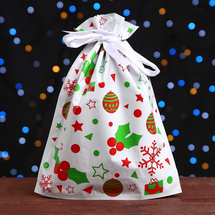 Новый год. Пакет подарочный с завязками,  Новый год. Пакет подарочный с завязками, "Ассорти", 24х32 см.