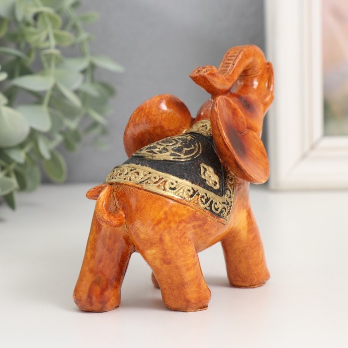 Сувенир полистоун Сувенир полистоун "Слон под дерево с узорами на попоне" 10х5х12 см