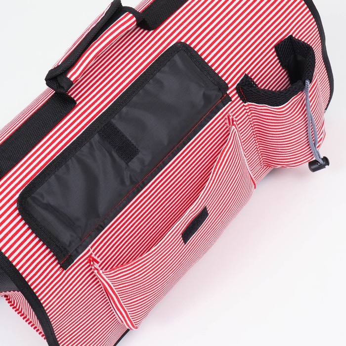 Сумка - переноска для животных Сумка - переноска для животных "Полоски" с органайзером, розовая, размер M, 40 х 26 х 20 см