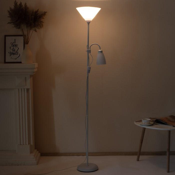 Торшер  Торшер "Тренд 2" 1х40Вт Е27+1хЕ27 40Вт белый 22х22х180 см.