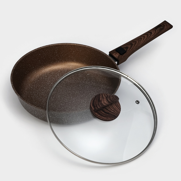 Сковорода Доляна «Брауни», d=26 см, съёмная ручка, стеклянная крышка, антипригарное покрытие, индукция