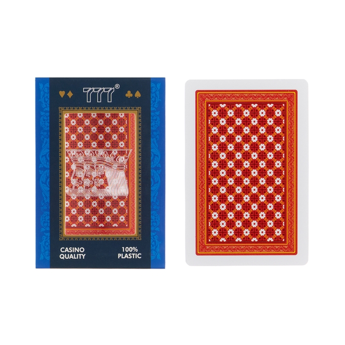Карты игральные пластиковые Карты игральные пластиковые "777", 54 шт, 30 мкм, красный с белым
