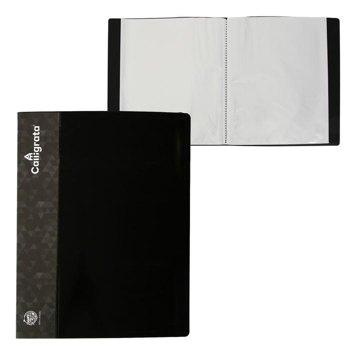 Папка с 100 вкладышами А4, 700 мкм, Calligrata, карман на корешке, чёрная Папка с 100 вкладышами А4, 700 мкм, Calligrata, карман на корешке, чёрная
