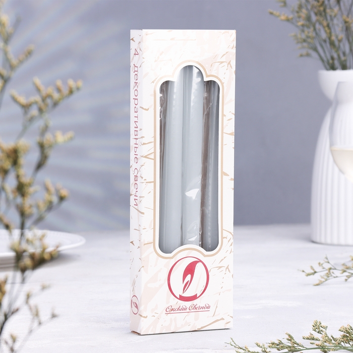 Набор свечей античных, 2,3х 24,5 см, 5 ч, 55 г, 4 штуки, серая