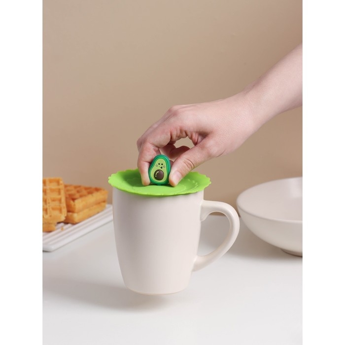 Крышка - непроливайка силиконовая Доляна «Авокадо», d=10 см, цвет зелёный Крышка - непроливайка силиконовая Доляна «Авокадо», d=10 см, цвет зелёный