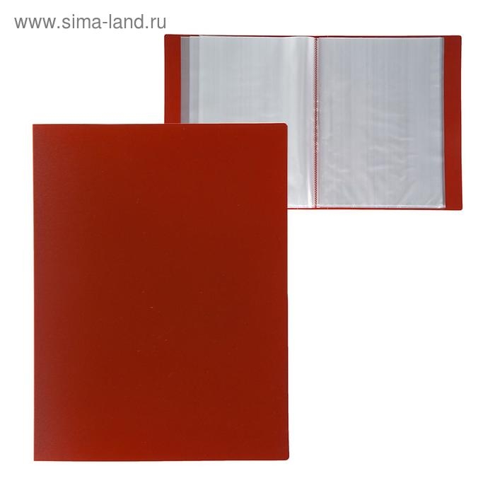 Папка с 80 вкладышами А4, 700 мкм, Calligrata, текстура Папка с 80 вкладышами А4, 700 мкм, Calligrata, текстура "песок", красная