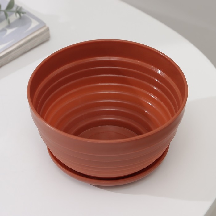 Горшок с подставкой «Алиса», 0,5 л, цвет терракот Горшок с подставкой «Алиса», 0,5 л, цвет терракот