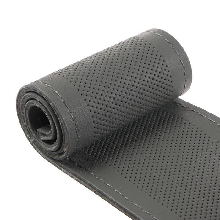 Оплетка на руль Cartage, 38 см, кожа PU, антискользящая, серый Оплетка на руль Cartage, 38 см, кожа PU, антискользящая, серый