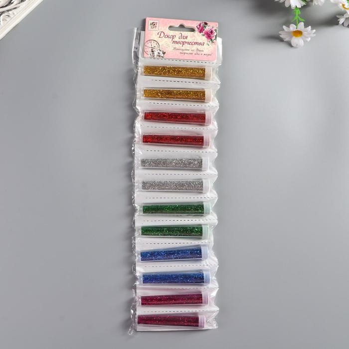 Глиттер (набор 12 шт) Глиттер (набор 12 шт) "Пудра яркая" в тюбике 3 грамма