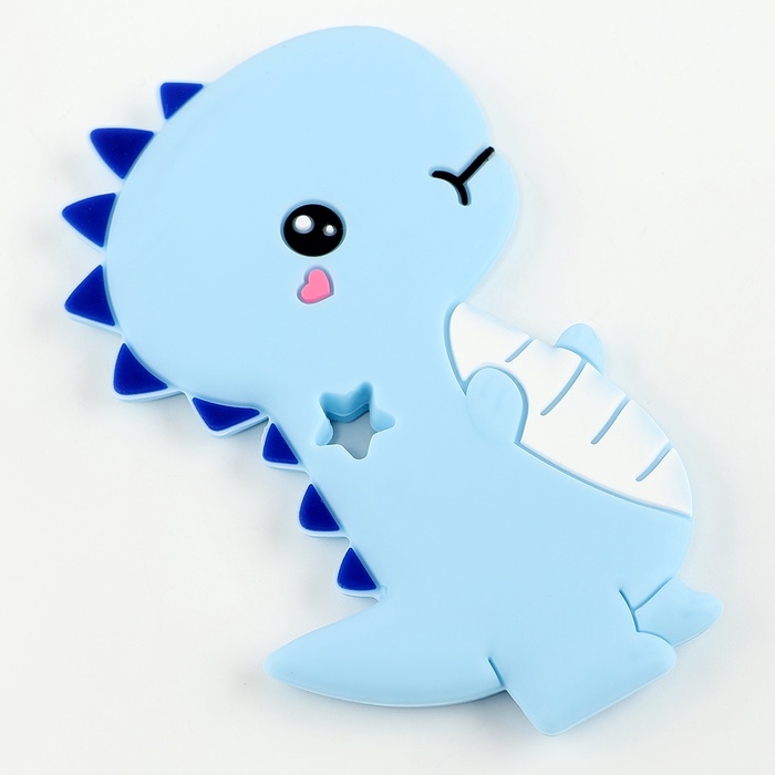 Прорезыватель силиконовый для зубов «Динозаврик», цвет голубой