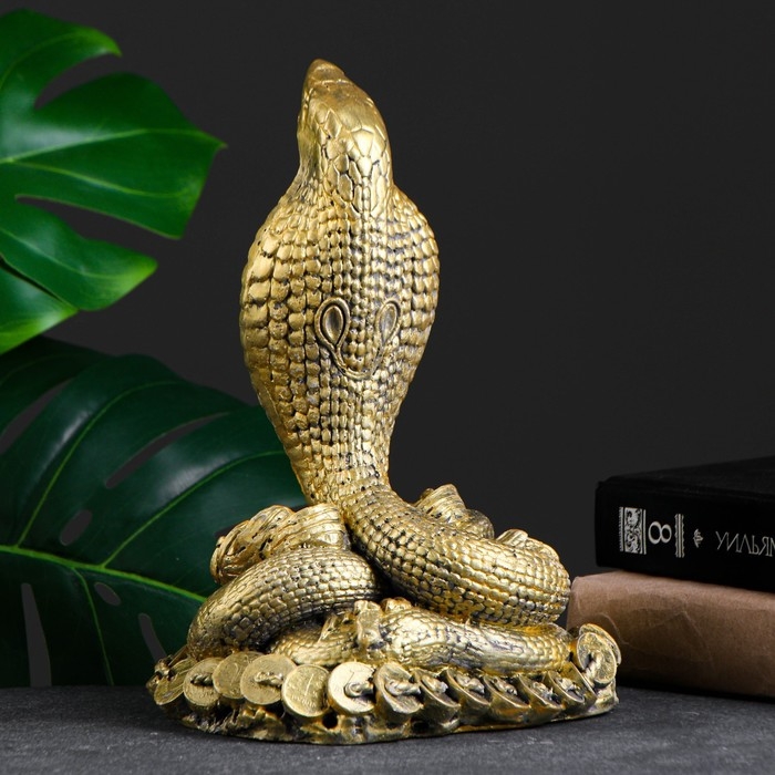 Фигура Фигура "Кобра на деньгах" золото, 26х16х10см