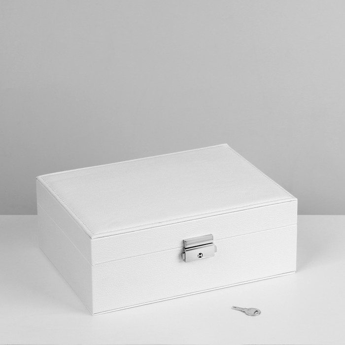 Подставка для украшений «Шкатулка» съёмная подставка, 17×23×8,5 см, цвет белый Подставка для украшений «Шкатулка» съёмная подставка, 17×23×8,5 см, цвет белый