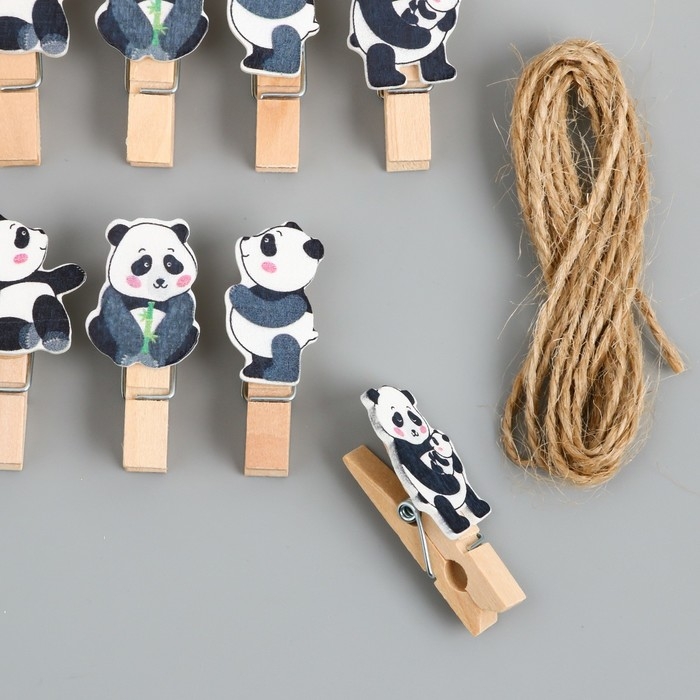Декор для творчества дерево Декор для творчества дерево "Прищепка. Панды" набор 10 шт 4,2х2,3х1,2 см