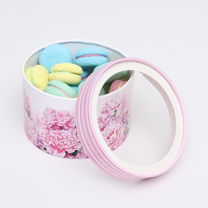 Коробка для макарун тубус с окном Коробка для макарун тубус с окном " Цветочный рай " 16 х 16 х 9 см