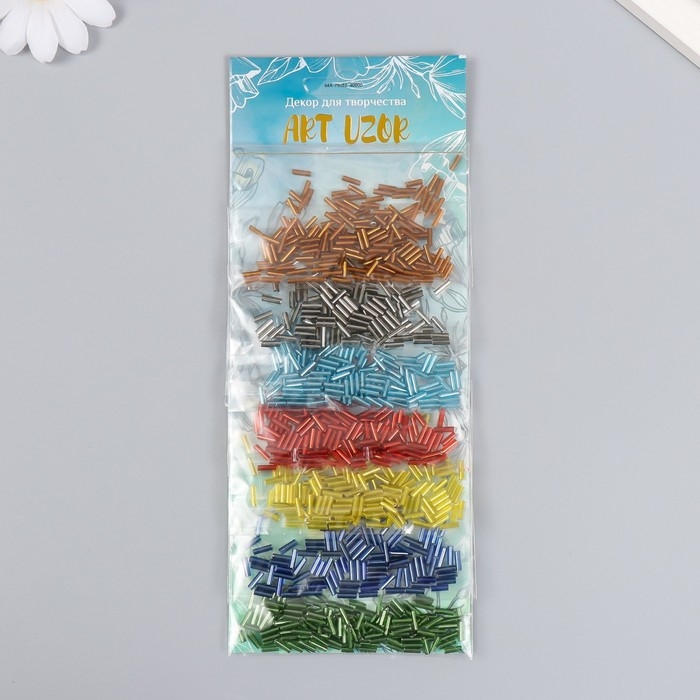 Стеклярус круглый размер 4 Стеклярус круглый размер 4" "Разноцветный" 8 цветов х 5 грамм 20х8 см