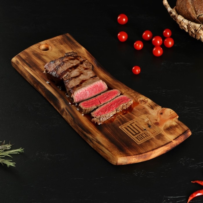 Доска разделочная в обжиге с кровостоком Wild Kitchen, 50×20-25×2,5 см, цельный массив кедра Доска разделочная в обжиге с кровостоком Wild Kitchen, 50×20-25×2,5 см, цельный массив кедра