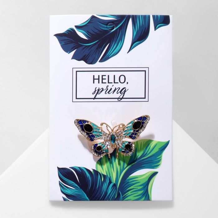 Брошь «Бабочка» павлиний глаз, цвет сине-бирюзовый в золоте Брошь «Бабочка» павлиний глаз, цвет сине-бирюзовый в золоте