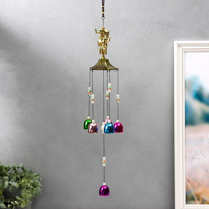 Музыка ветра металл Музыка ветра металл "Три золотых слона" 6 колокольчиков 55х8х8 см